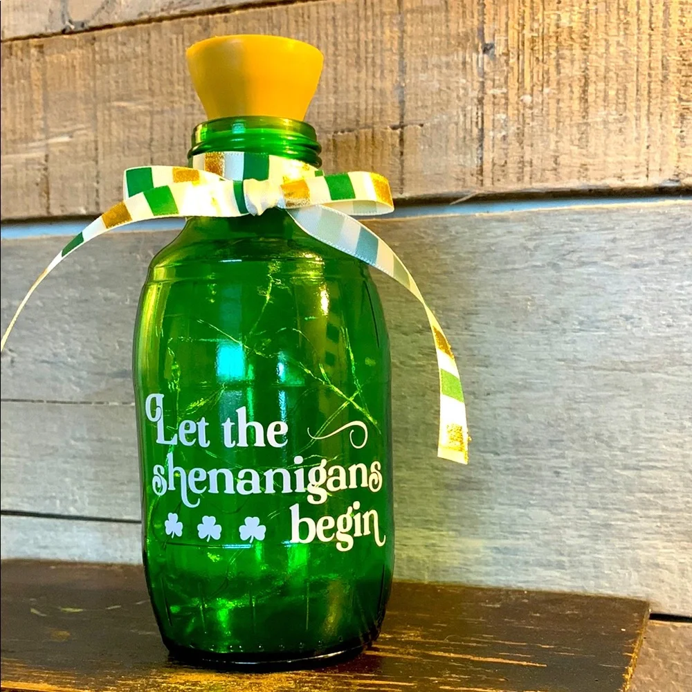 Playful Green Glass Bottle with Yellow Top